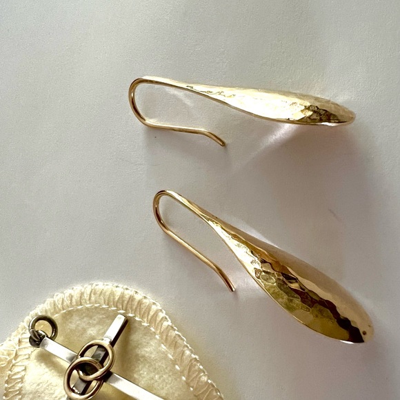 14k gold James Avery drop hook earrings hammered marriage rings cross pendant - Picture 5 of 14